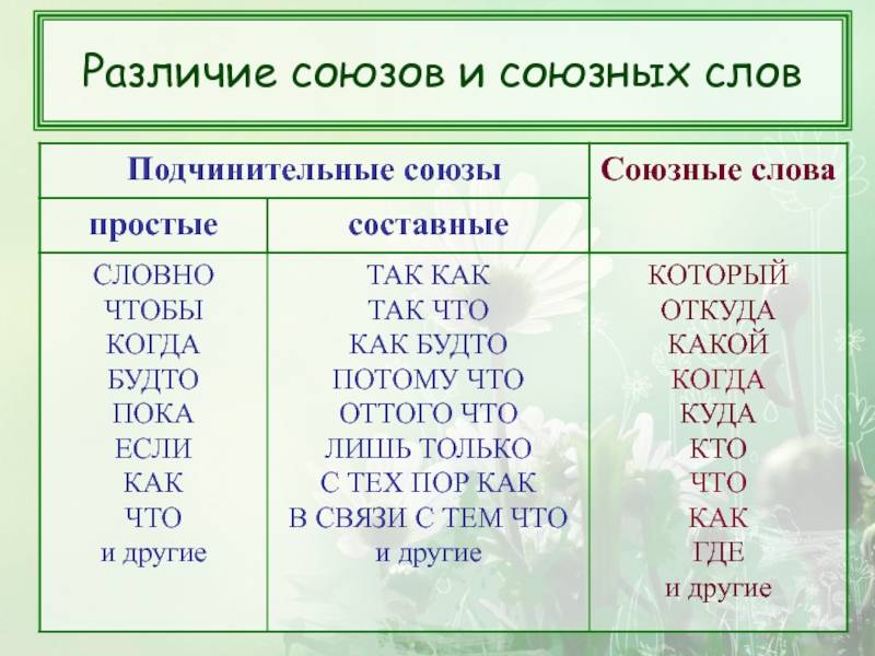 Союзы и союзные слова