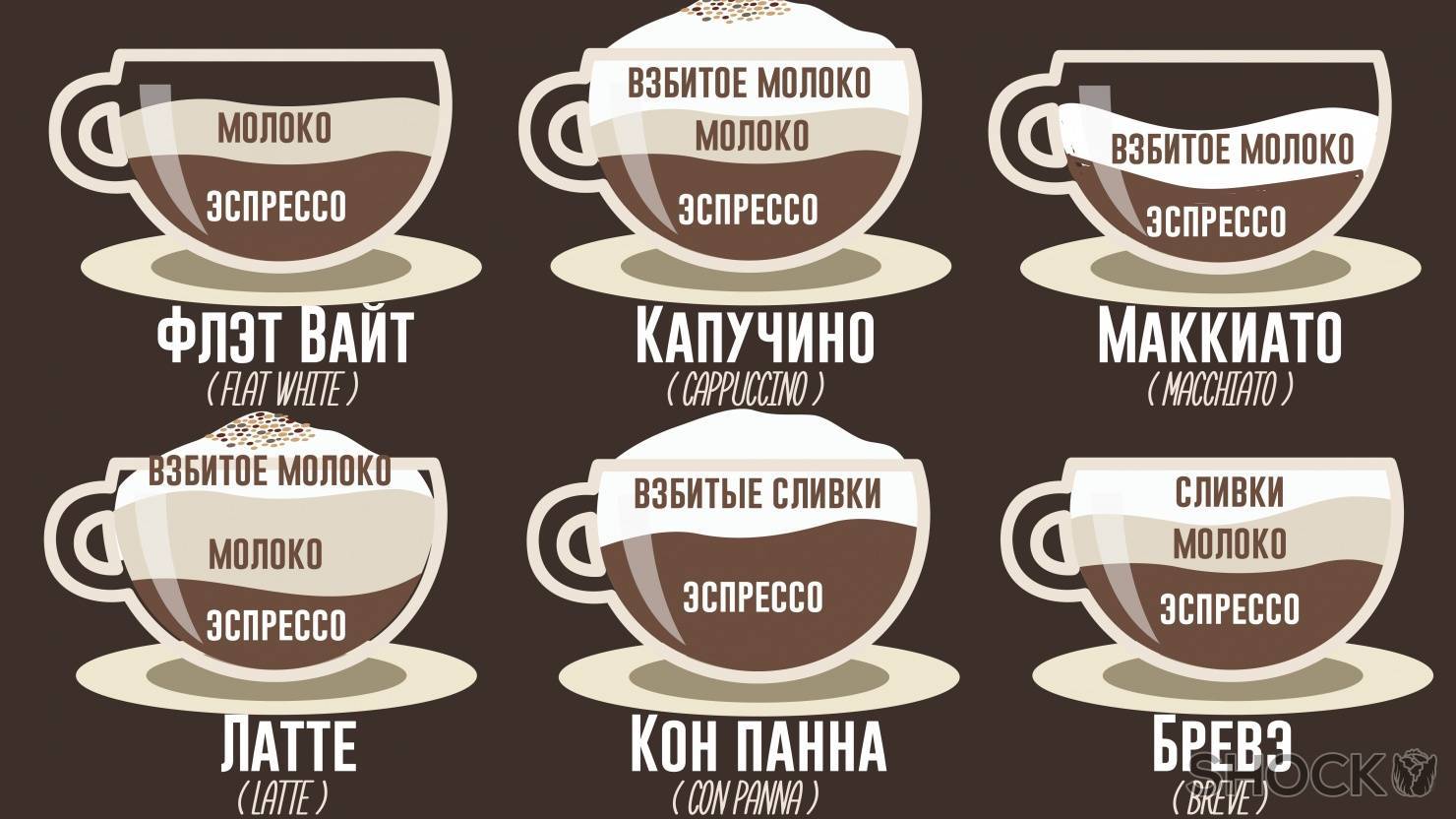 Виды кофе и кофейных напитков: описание, названия и их отличия