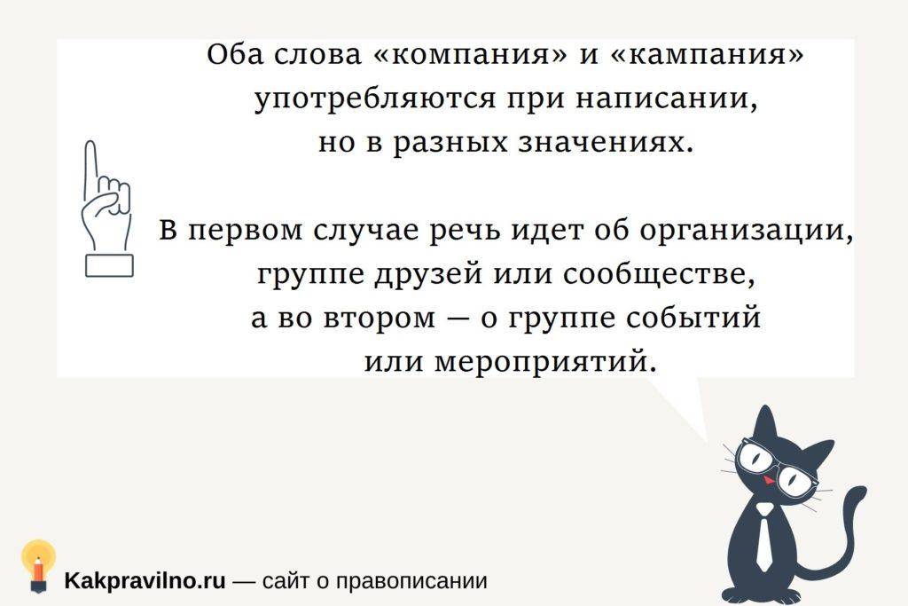 Как правильно: компания или кампания, какое слово выбрать