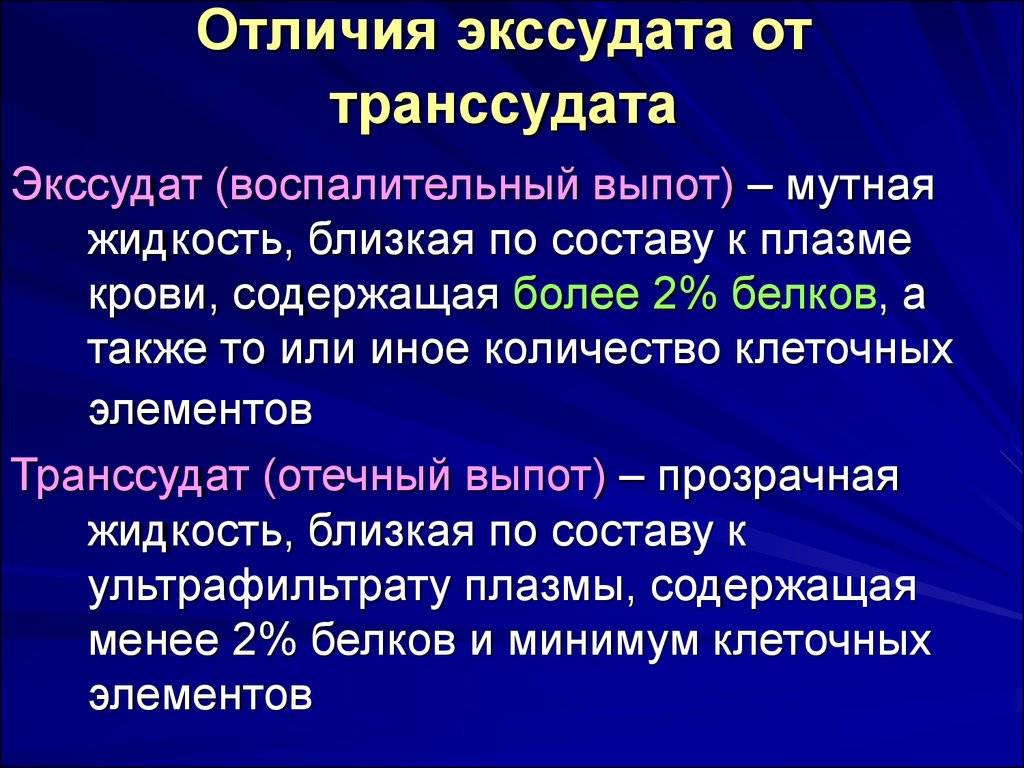 Транссудат и экссудат характеристики патологическая физиология. рентгенологические изменения, характерные для плеврального выпота