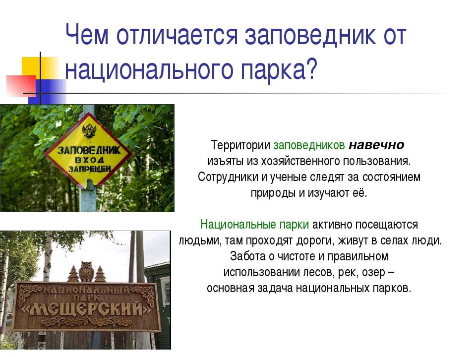 В чем разница между заповедником и национальным парком?