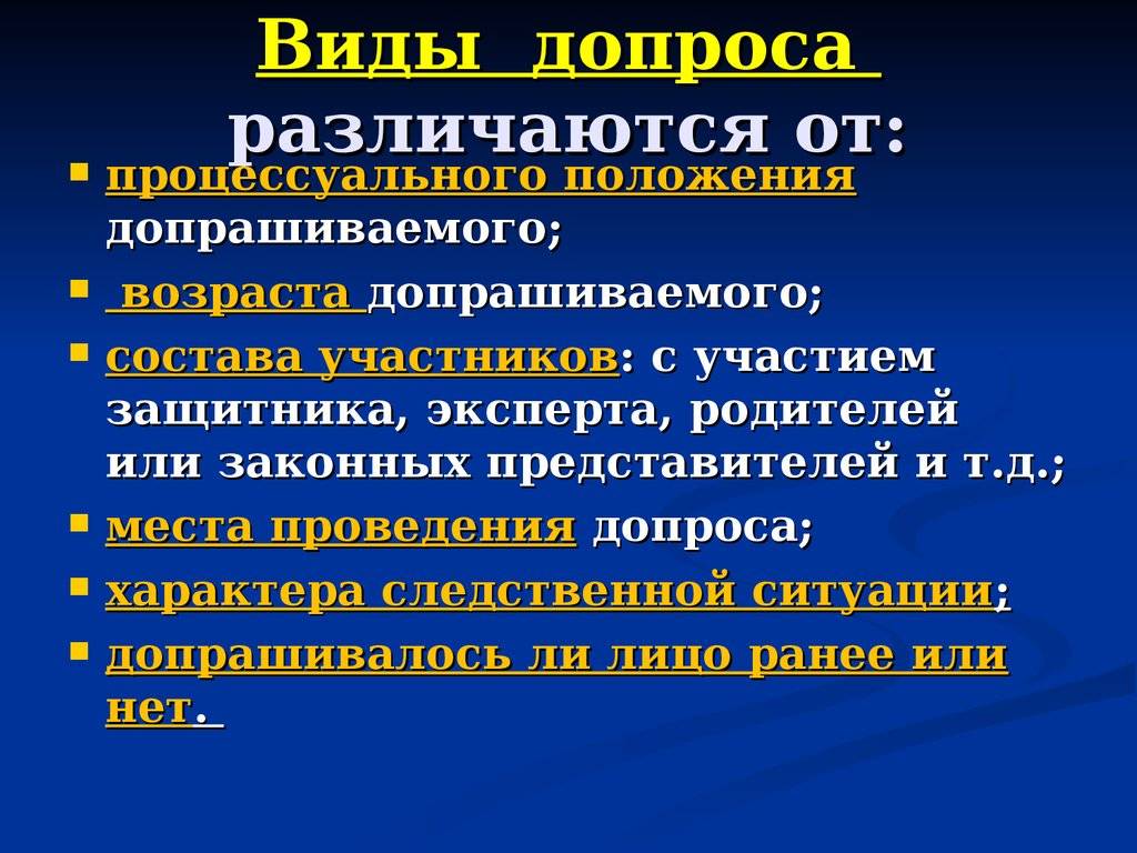 Допрос: понятие, основания, порядок производства