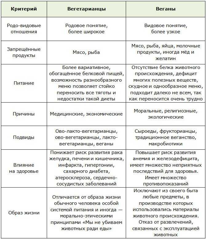 Веганы и вегетарианцы отличия и сходства