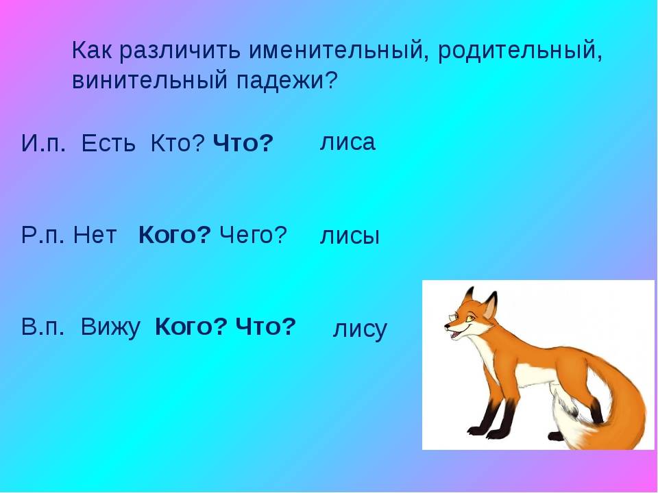 Падежи русского языка. таблица с вопросами