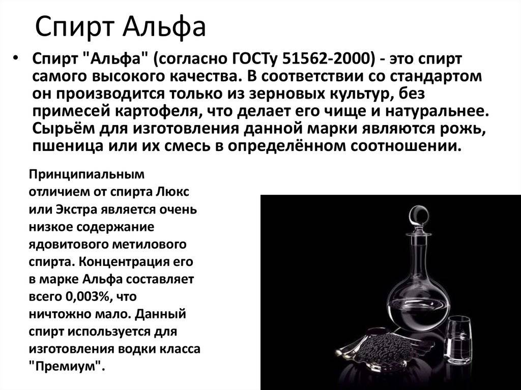 Спирт альфа и люкс что лучше
