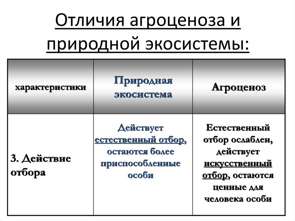 Агроэкосистемы, их отличия от природных экосистем