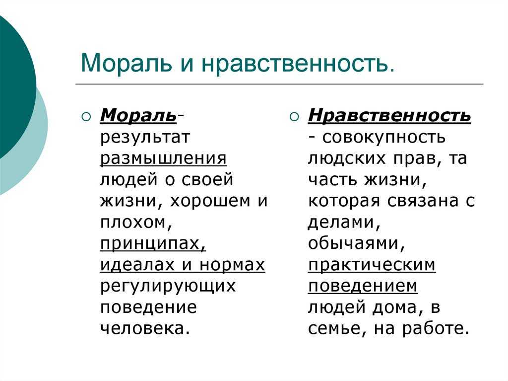 Мораль и нравственность - сходства и различия