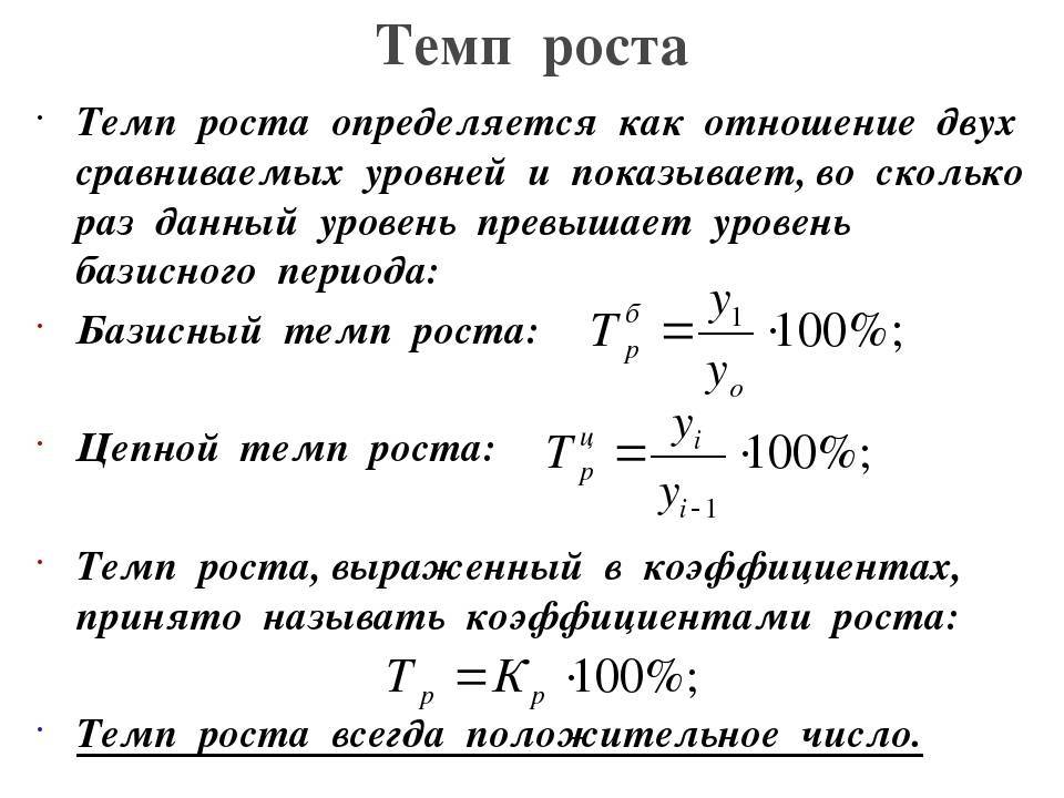 Темп роста и темп прироста - определение, формула рассчета