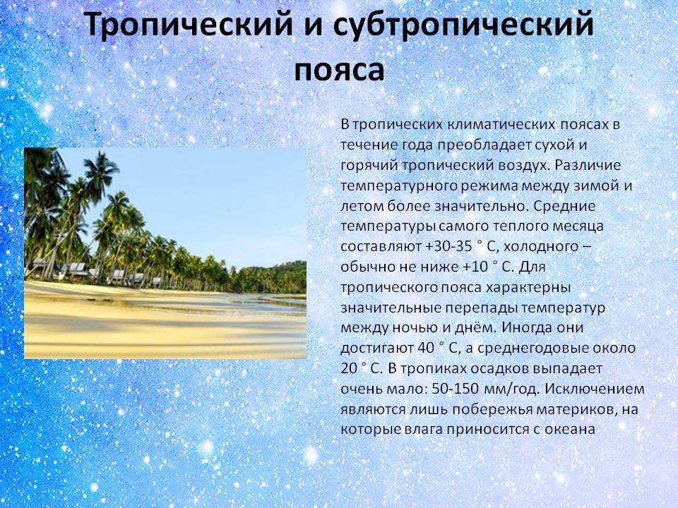 Чем отличаются тропический и субтропический климат?
