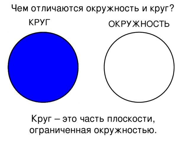 Окружность и круг: определение, названия частей | 5 класс