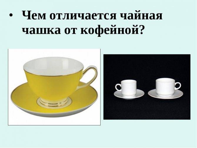Чем отличается чашка от кружки