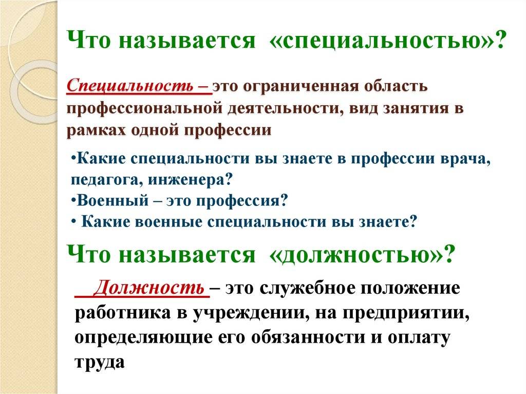 Разница между профессией и специальностью: виды и примеры