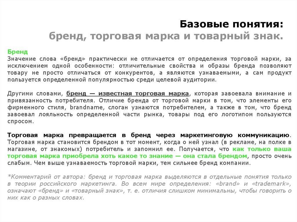 Чем отличаются товарный знак, торговая марка и бренд
